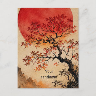 Purpurrote Sonne über dem Baum des Lebens Postkarte