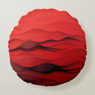Purpurroter Fluss – Abstrakte rote Bewegungsmuster Rundes Kissen