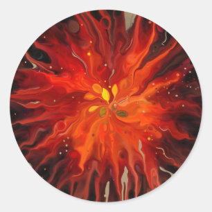 Purpurroter Kern – Abstrakter feuriger Energieausb Runder Aufkleber