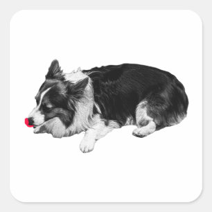 purpurroter ruhiger Lick, Corgi Quadratischer Aufkleber