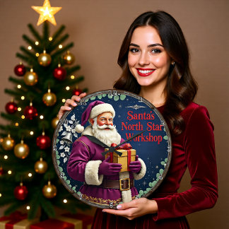 Purpurroter Weihnachtsmann Nordstern-Werkstatt Große Wanduhr