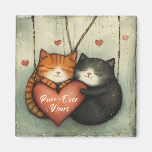 Purr ever Yours Kitty Cat Cuddles Illustriert Art Magnet