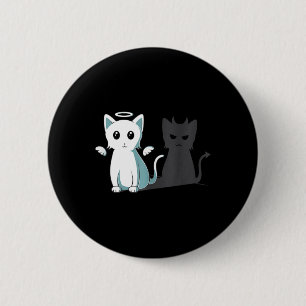 Purr Evil Devil Cat Happy Halloween Cat Angel Devi Button