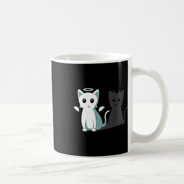 Purr Evil Devil Cat Happy Halloween Cat Angel Devi Kaffeetasse (Rechts)