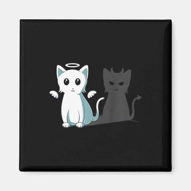 Purr Evil Devil Cat Happy Halloween Cat Angel Devi Magnet (Vorne)