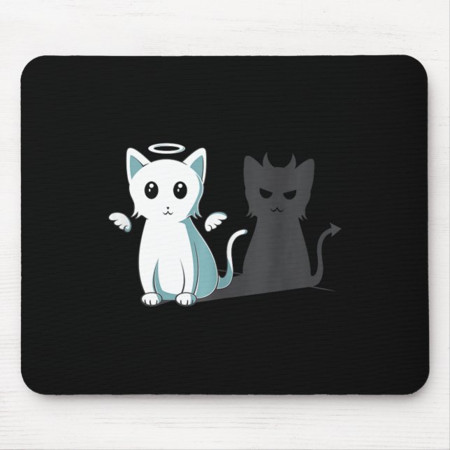 Purr Evil Devil Cat Happy Halloween Cat Angel Devi Mousepad (Vorne)