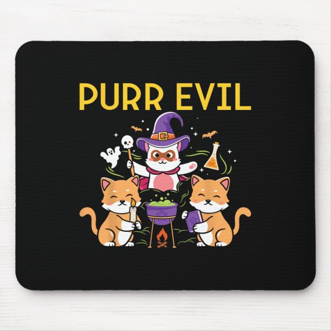 Purr Evil Halloween Katzen Hexen Hübsche, spukhaft Mousepad (Vorne)