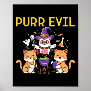 Purr Evil Halloween Katzen Hexen Spaß Spooky Katze Poster