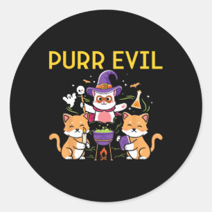 Purr Evil Halloween Katzen Hexen Spaß spuke Katzen Runder Aufkleber