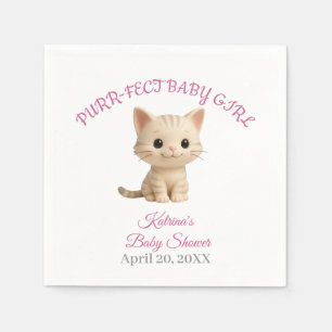 Purr-fect Baby Girl Kitten Babydusche Serviette