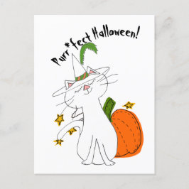 Purr*fect Cat Pumpkin Halloween Feiertagspostkarte