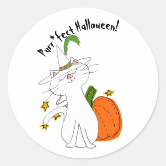 Purr*fect Cat Pumpkin Halloween Runder Aufkleber