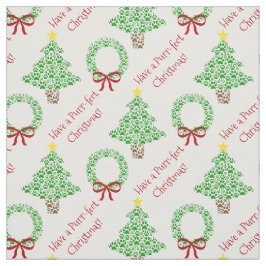 Purr fect Christmas Fun Paw Print Trees & Wreaths Stoff