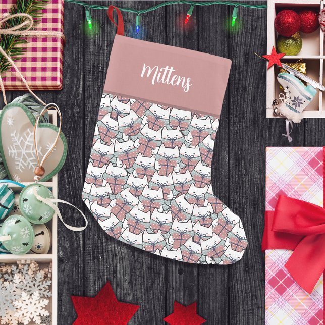 Purr fect Christmas Magic Monogram White Cats Kleiner Weihnachtsstrumpf (Von Creator hochgeladen)