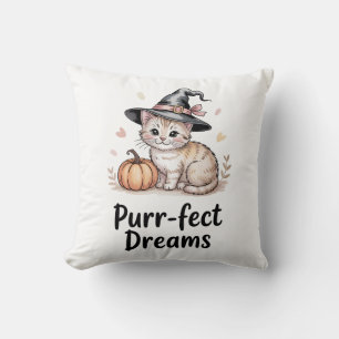 Purr-fect Dreams Niedliche Katze mit KürbisHallowe Kissen