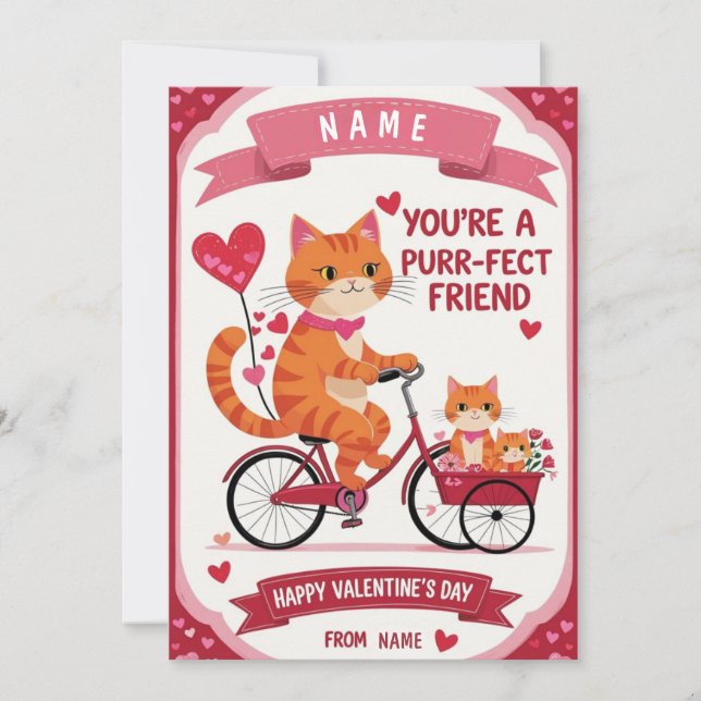 Purr-fect Friend Valentine's Day Card - Niedliche  Einladung (Vorderseite)