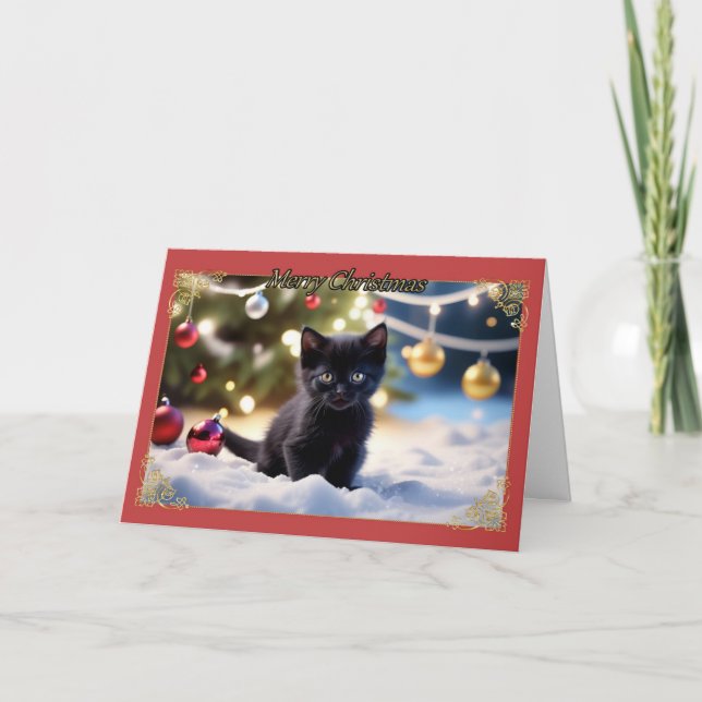 Purr-fect Holiday wünscht Weihnachtskarte Karte (Vorderseite)