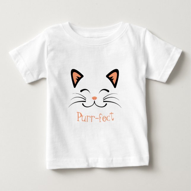 Purr-fect Kitty Face Graphic Baby T-shirt (Vorderseite)