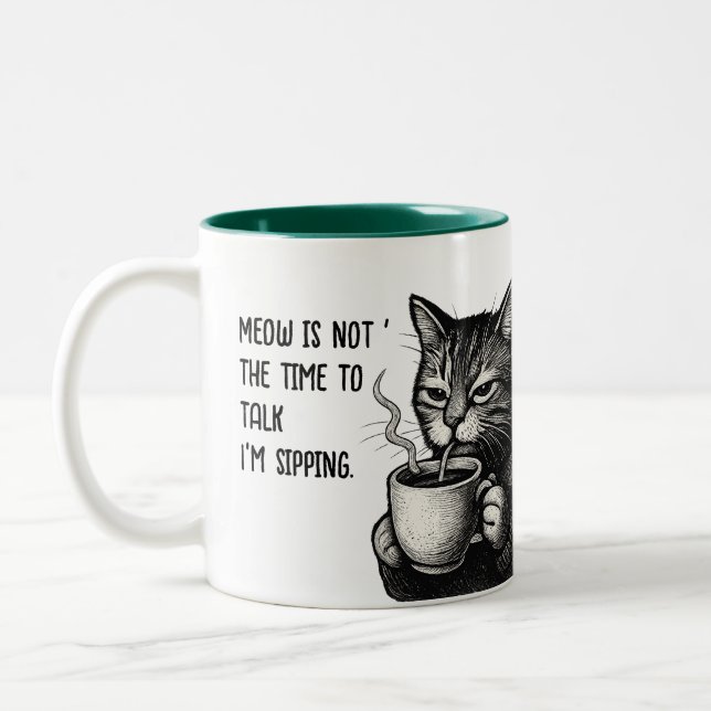 Purr-fect Mornings-Tasse Zweifarbige Tasse (Links)