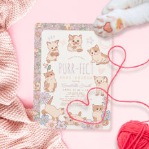 Purr-fect Niedliche Katzen Blumenmädchen Babydusch