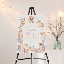 Purr-fect Niedliche Katzen Floral 1. Geburtstag Be