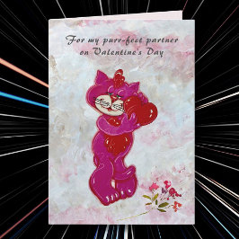 Purr-Fect Partner handgemalt Katze Valentinstag Karte