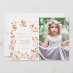 Purr-fect Party Katzen Floral Girl Geburtstagsgesc Einladung