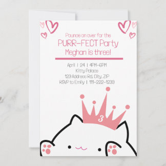 Purr-fect Princess Pink Cat Girl Birthday Einladung