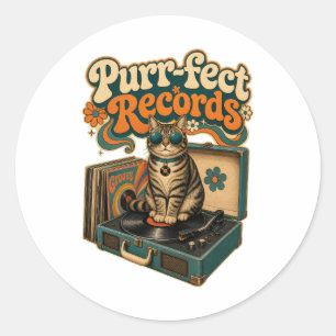 Purr-fect Records Groove Cat Runder Aufkleber