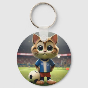 "Purr-fect-Striker: Die 3D-Fußball-Katze" Schlüsselanhänger