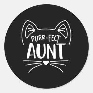 Purr-fect Tante Gift Tanten Cat Lovers Runder Aufkleber