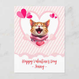 Purr-fect Valentine Adorable Cat in einem Herzrahm Feiertagspostkarte