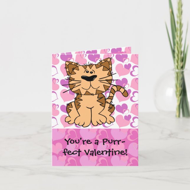 Purr-fect Valentinkatze Feiertagskarte (Vorderseite)