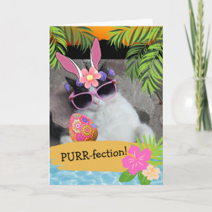 Purr-fection Hawaiian Themed Osterkatze Karte