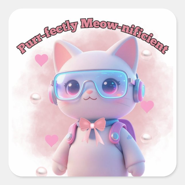 Purr-fectly Meow-nificient Cat Sticker (Vorderseite)