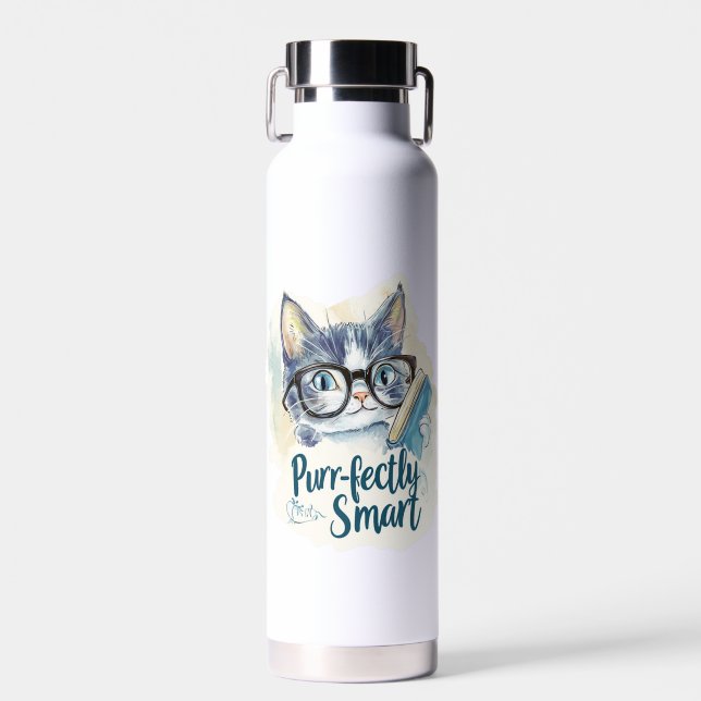 🐱 Purr-fectly Smart 📚 Trinkflasche (Vorne)