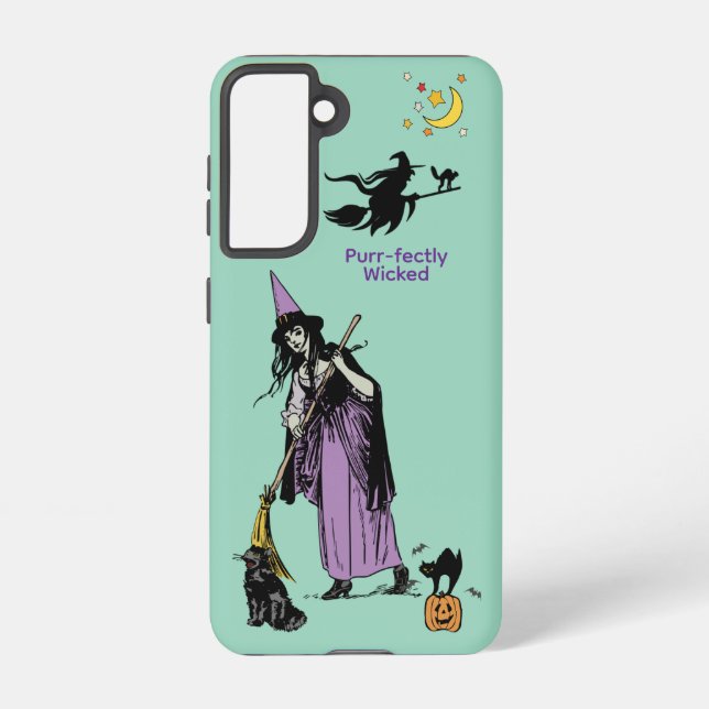 Purr-fectly Wicked Witch Cat Galaxy Case Samsung Galaxy Hülle (Rückseite)