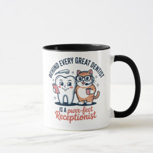 Purr-fekt Dental Duo Wird Funny Cat and Tooth Mug Tasse