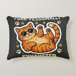 Purr-fekt Erschöpft Lustiges Faules Katze T-Shirt Dekokissen