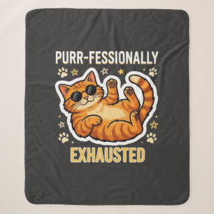 Purr-fekt erschöpft Lustiges Faules Katze T-Shirt Sherpadecke