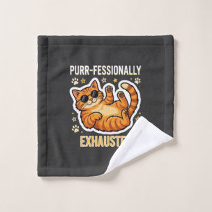 Purr-fekt Erschöpft Lustiges Faules Katze T-Shirt Waschlappen