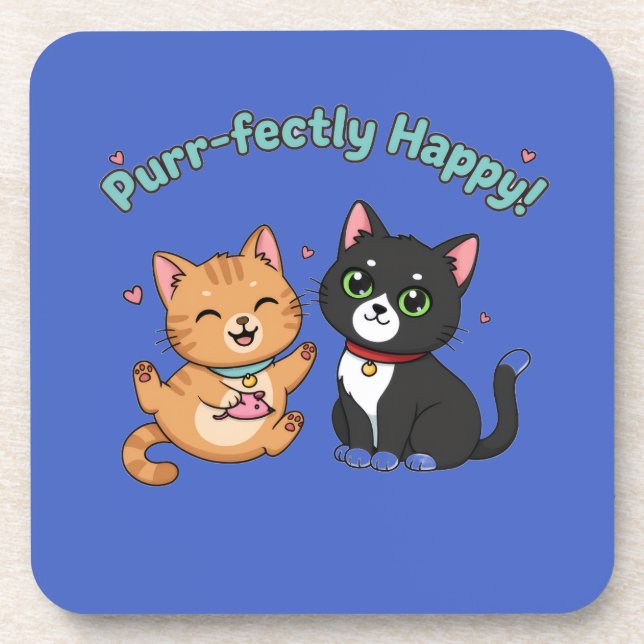 Purr-fekt Glücklich! Getränkeuntersetzer (Vorderseite)