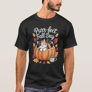 Purr-fekter Herbsttag Dreifarbenkatze Herbst-Kürbi T-Shirt
