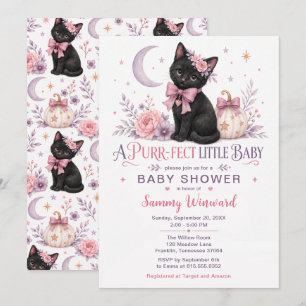 Purr-fektes kleines Baby-Mädchen Schwarze Katze Sh Einladung