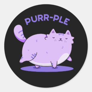 Purr Funny Fat Kitty Cat Pun Dark BG Runder Aufkleber