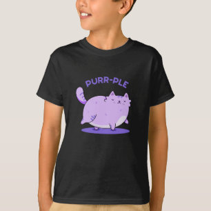 Purr Funny Fat Kitty Cat Pun Dark BG T-Shirt