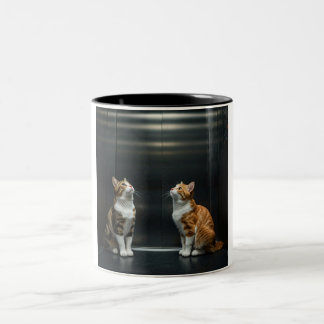 Purr-komische Cat Elevator-Tasse Zweifarbige Tasse