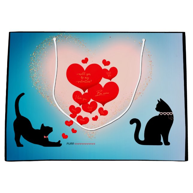 Purr Liebe - Valentinbeutel der Katze - Achtung Große Geschenktüte (Vorderseite)