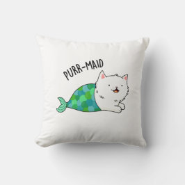 Purr maid Funny Kitty Cat Mermaid Pun Kissen