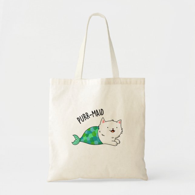 Purr maid Funny Kitty Cat Mermaid Pun Tragetasche (Vorne)